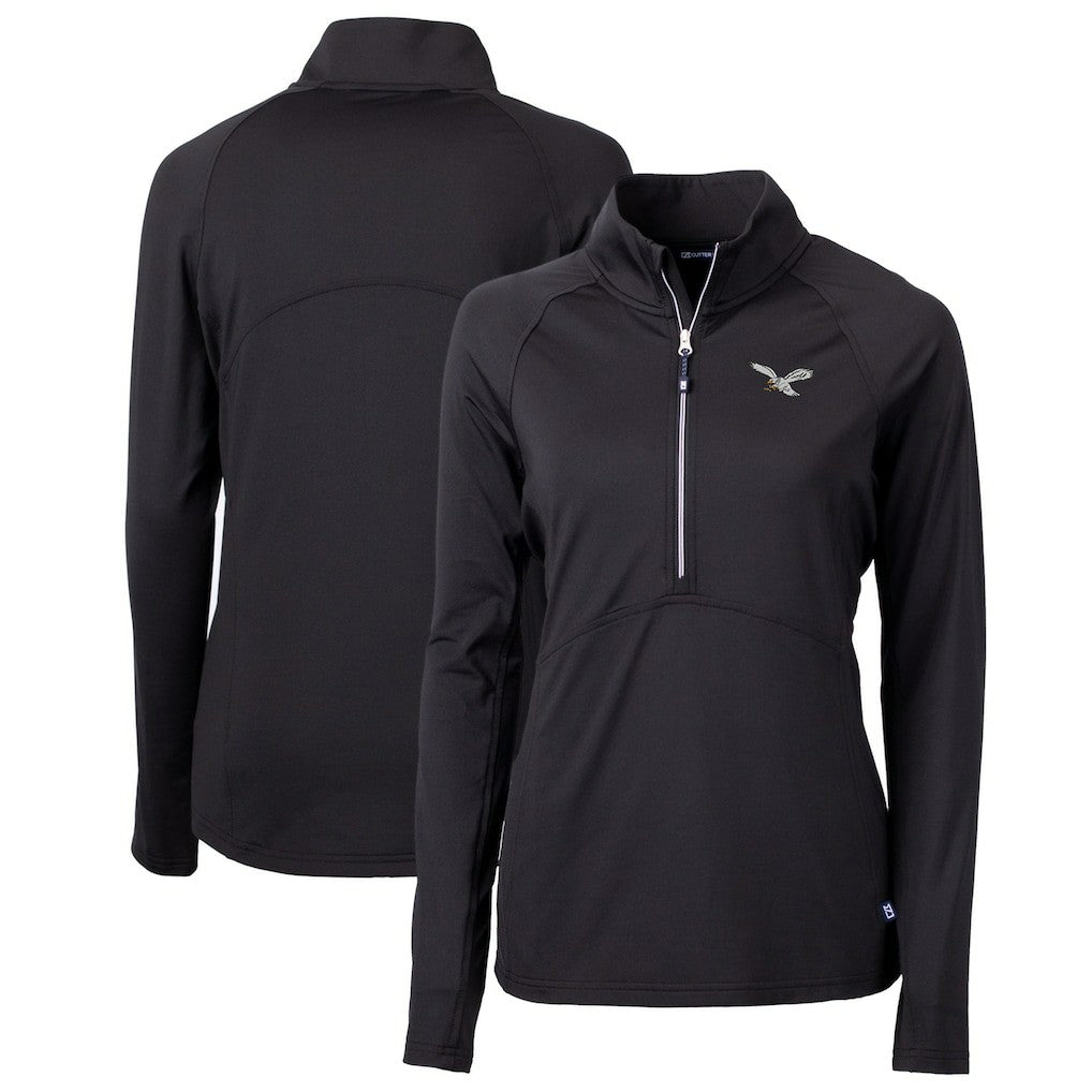Philadelphia Eagles Cutter & Buck Women's Gridiron Classics Logo Adapt Eco Knit Stretch Recycled Half-Zip Pullover Top - Black on sale