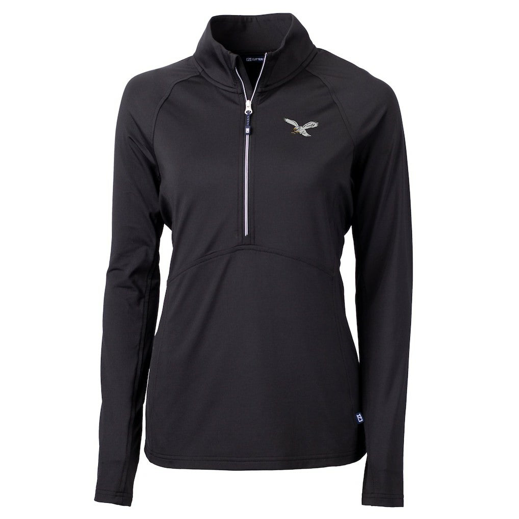 Philadelphia Eagles Cutter & Buck Women's Gridiron Classics Logo Adapt Eco Knit Stretch Recycled Half-Zip Pullover Top - Black on sale