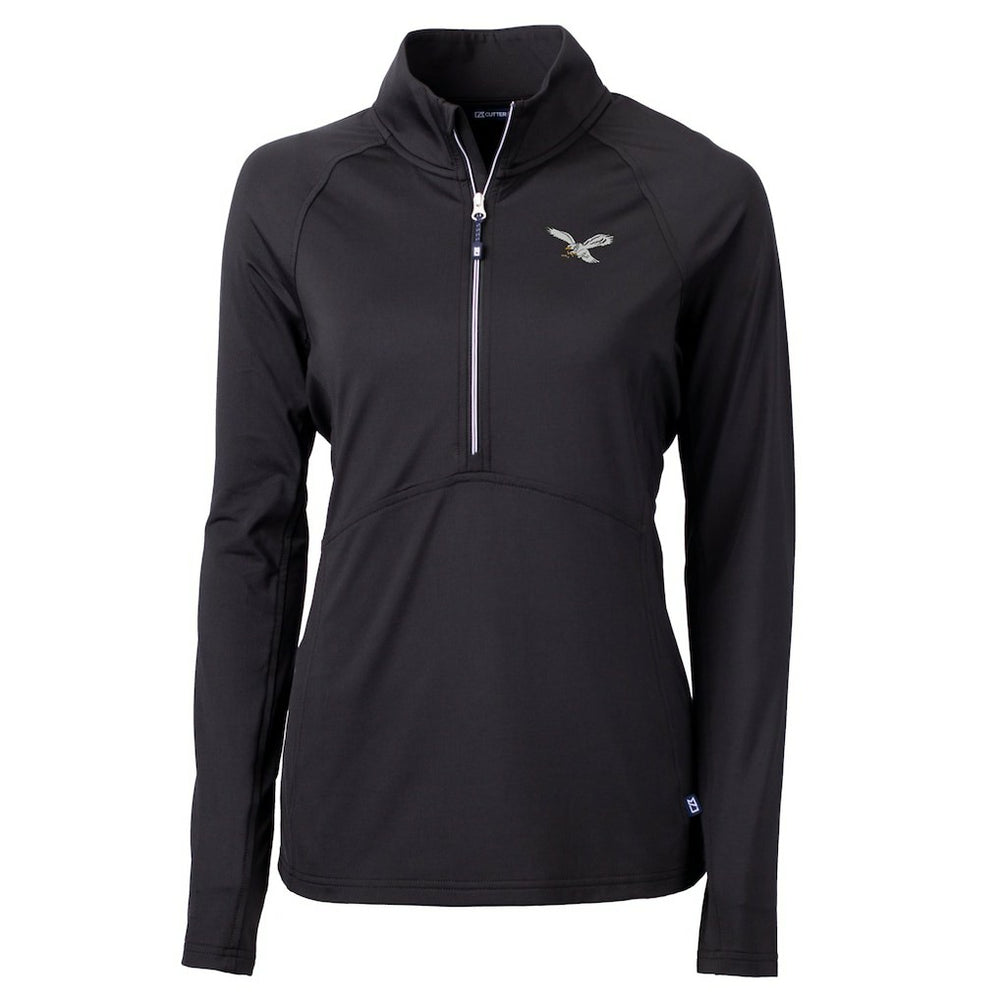 Philadelphia Eagles Cutter & Buck Women's Gridiron Classics Logo Adapt Eco Knit Stretch Recycled Half-Zip Pullover Top - Black on sale