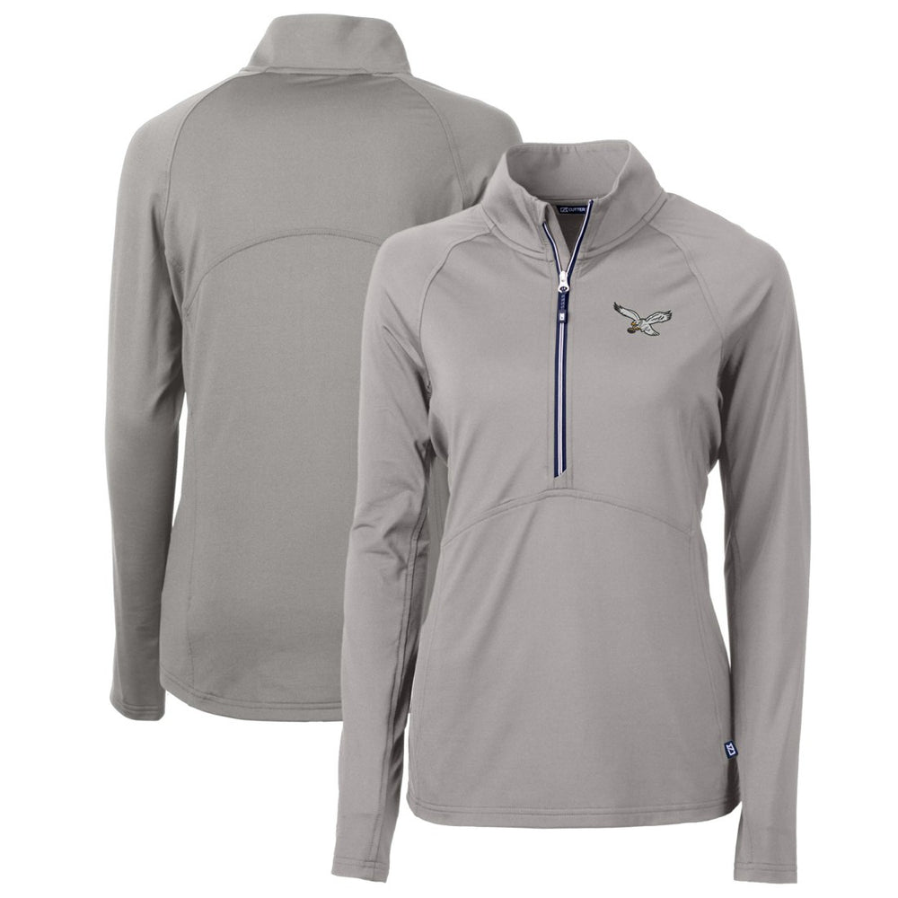 Philadelphia Eagles Cutter & Buck Women's Gridiron Classics Logo Adapt Eco Knit Stretch Recycled Half-Zip Pullover Top - Gray outlet