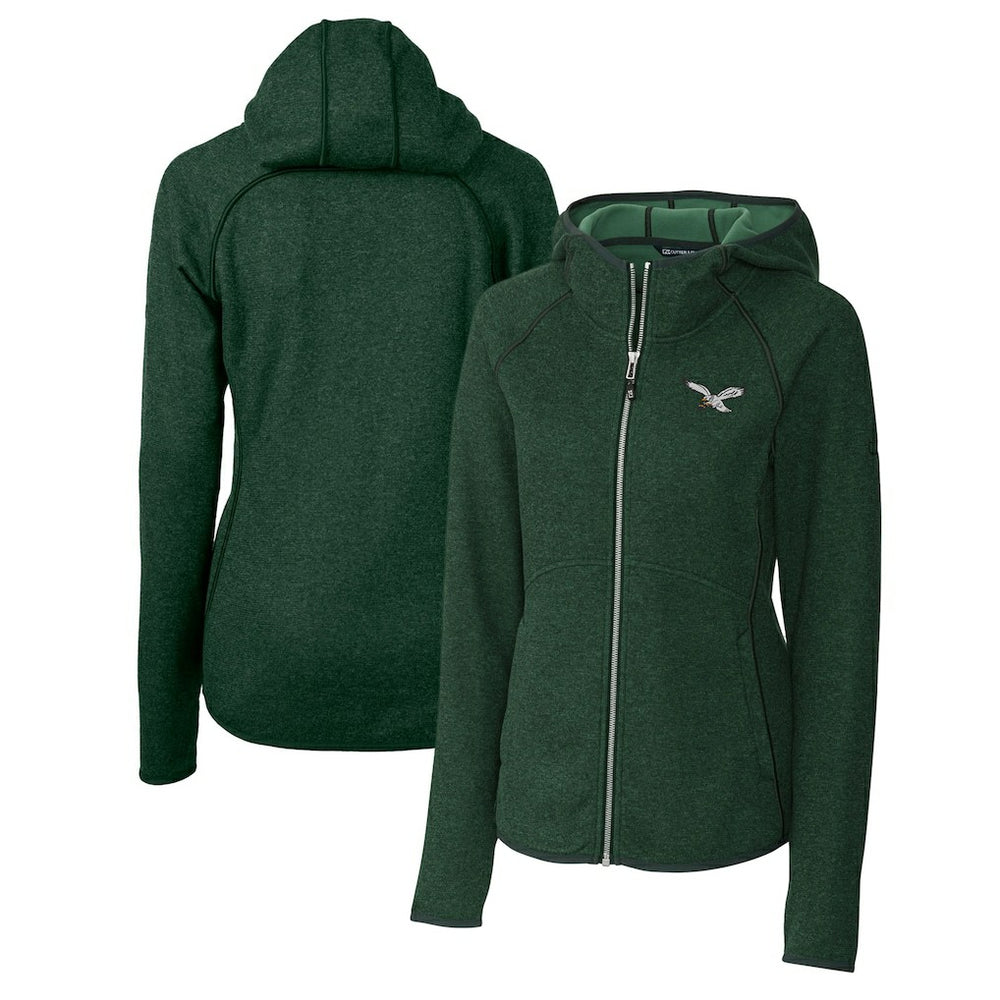 Philadelphia Eagles Cutter & Buck Women's Gridiron Classics Logo Mainsail Sweater-Knit Full-Zip Hoodie - Green sale
