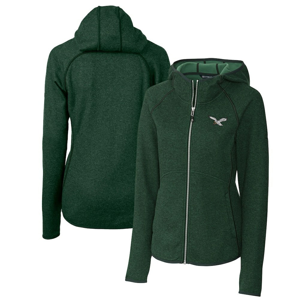 Philadelphia Eagles Cutter & Buck Women's Gridiron Classics Logo Mainsail Sweater-Knit Full-Zip Hoodie - Green sale