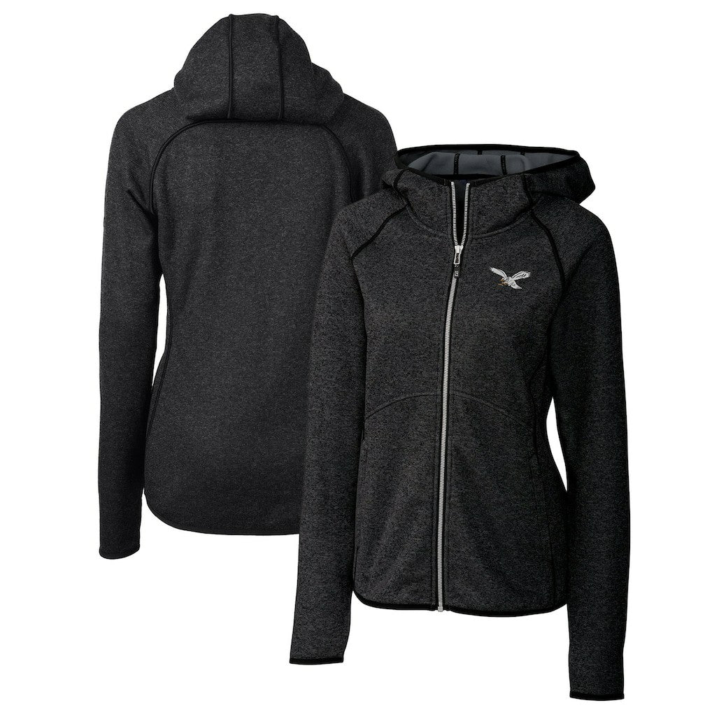 Philadelphia Eagles Cutter & Buck Women's Gridiron Classics Logo Mainsail Sweater-Knit Full-Zip Hoodie - Heather Charcoal sale