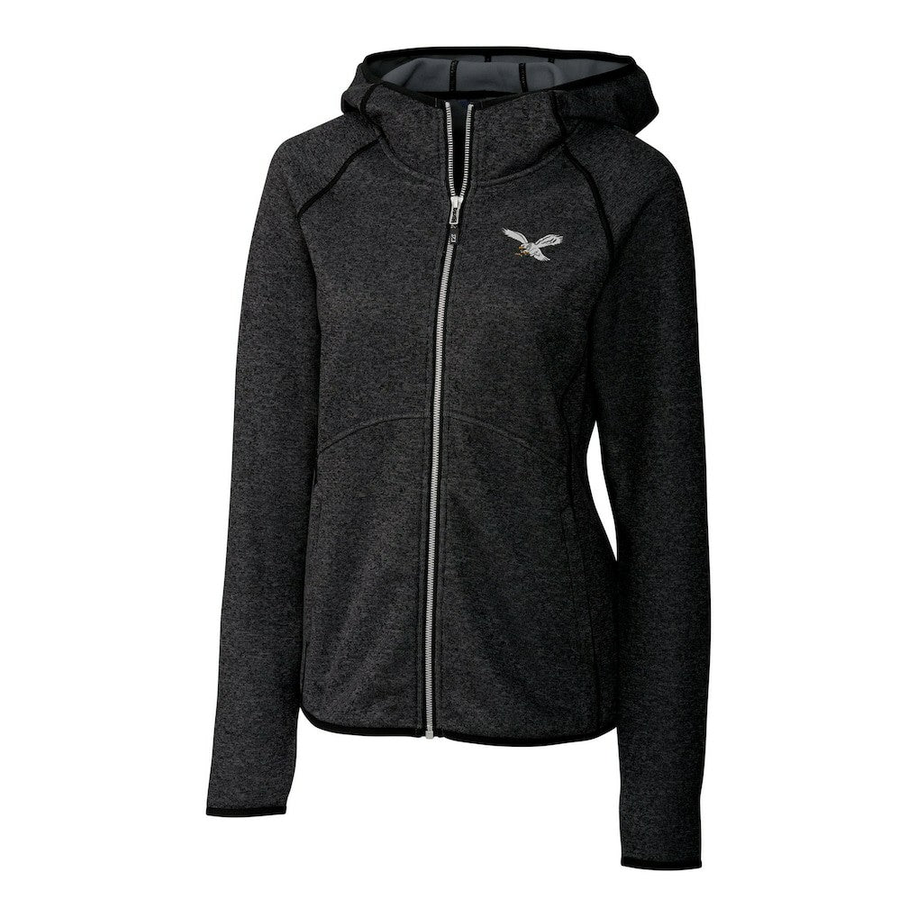 Philadelphia Eagles Cutter & Buck Women's Gridiron Classics Logo Mainsail Sweater-Knit Full-Zip Hoodie - Heather Charcoal sale
