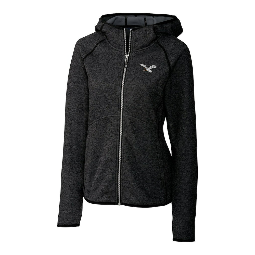 Philadelphia Eagles Cutter & Buck Women's Gridiron Classics Logo Mainsail Sweater-Knit Full-Zip Hoodie - Heather Charcoal sale