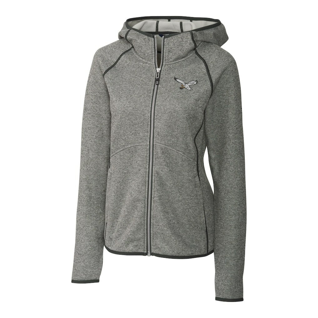 Philadelphia Eagles Cutter & Buck Women's Gridiron Classics Logo Mainsail Sweater-Knit Full-Zip Hoodie - Heather Gray online