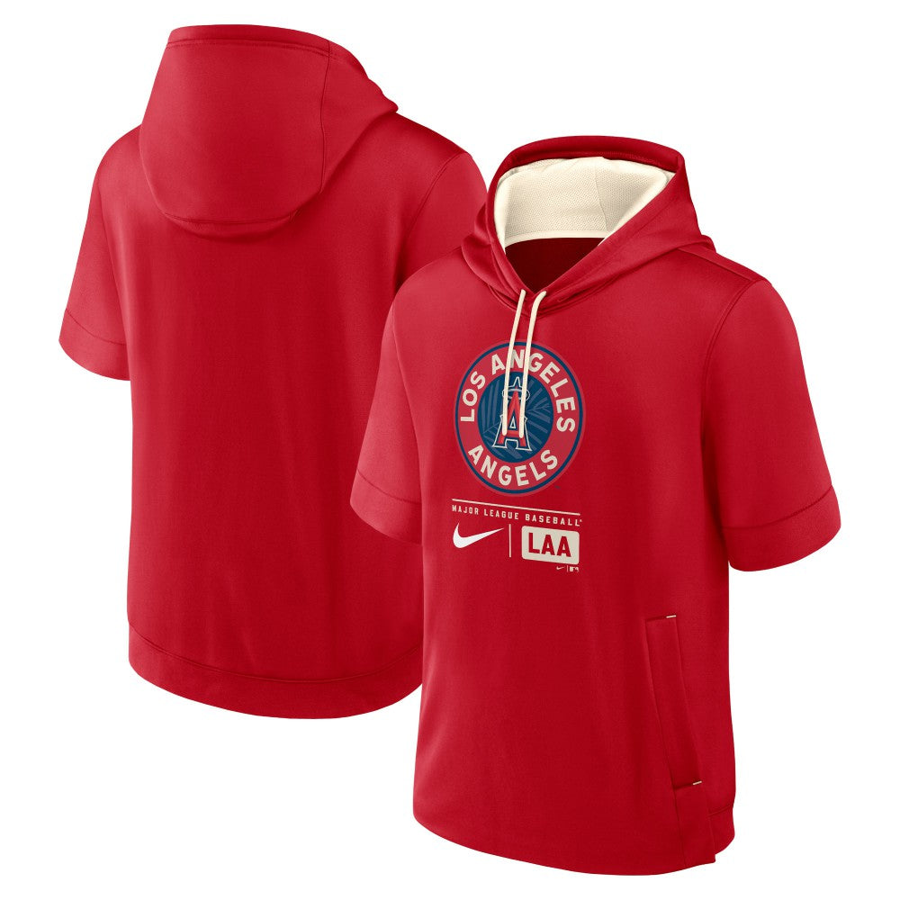 Los Angeles Angels City Connect Color Block Short Sleeve Pullover Hoodie Red