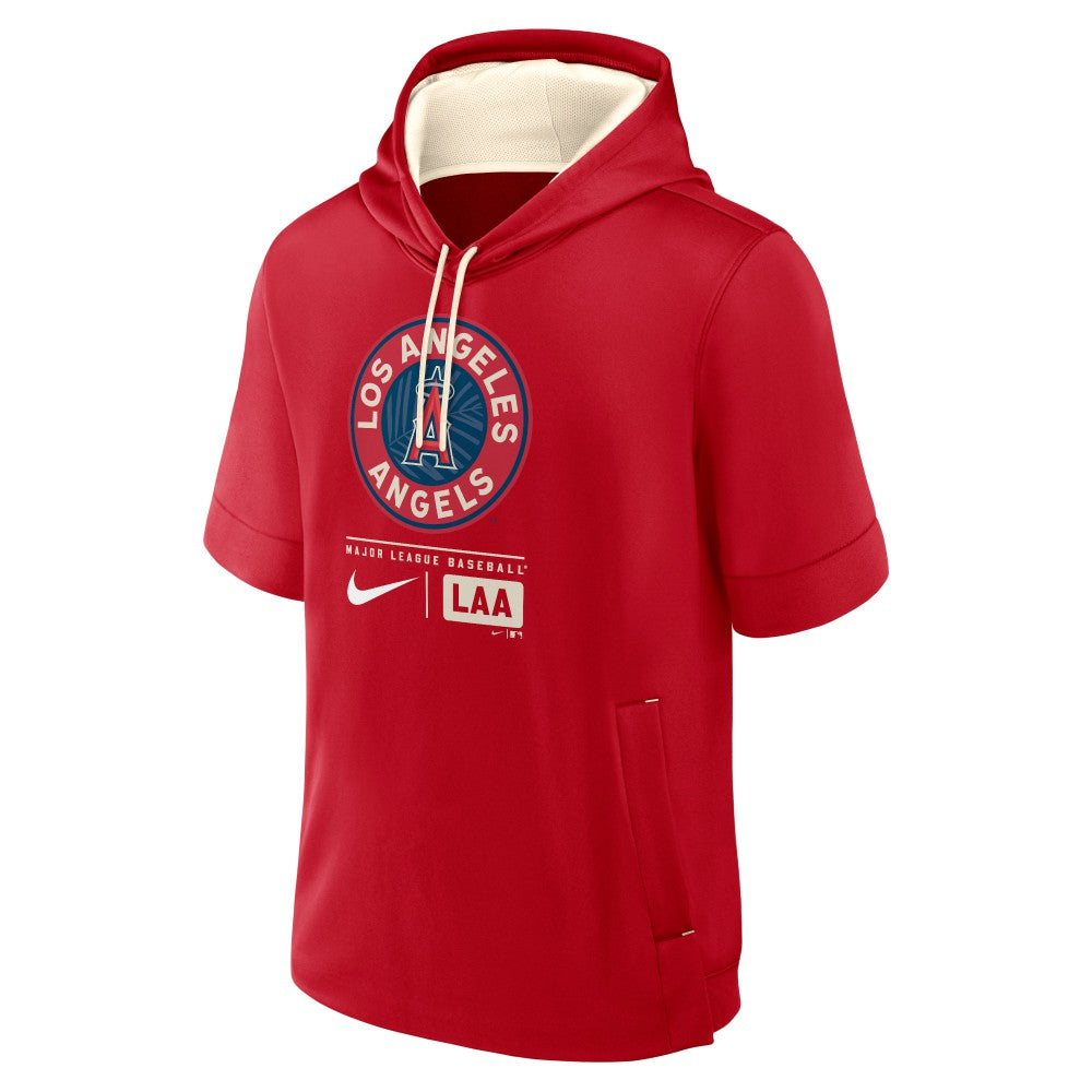 Los Angeles Angels City Connect Color Block Short Sleeve Pullover Hoodie Red