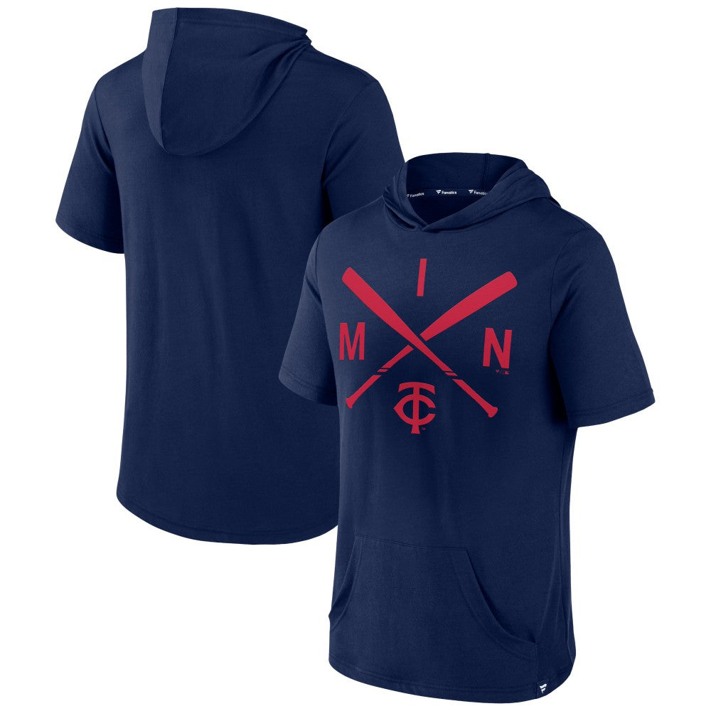 Minnesota Twins Iconic Rebel Short Sleeve Hooded Top Navy