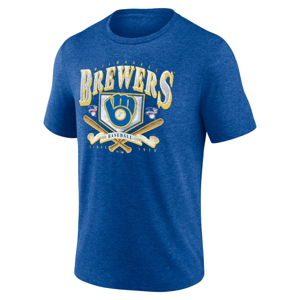 Milwaukee Brewers Home Team Tri-Blend T-Shirt Heather Royal