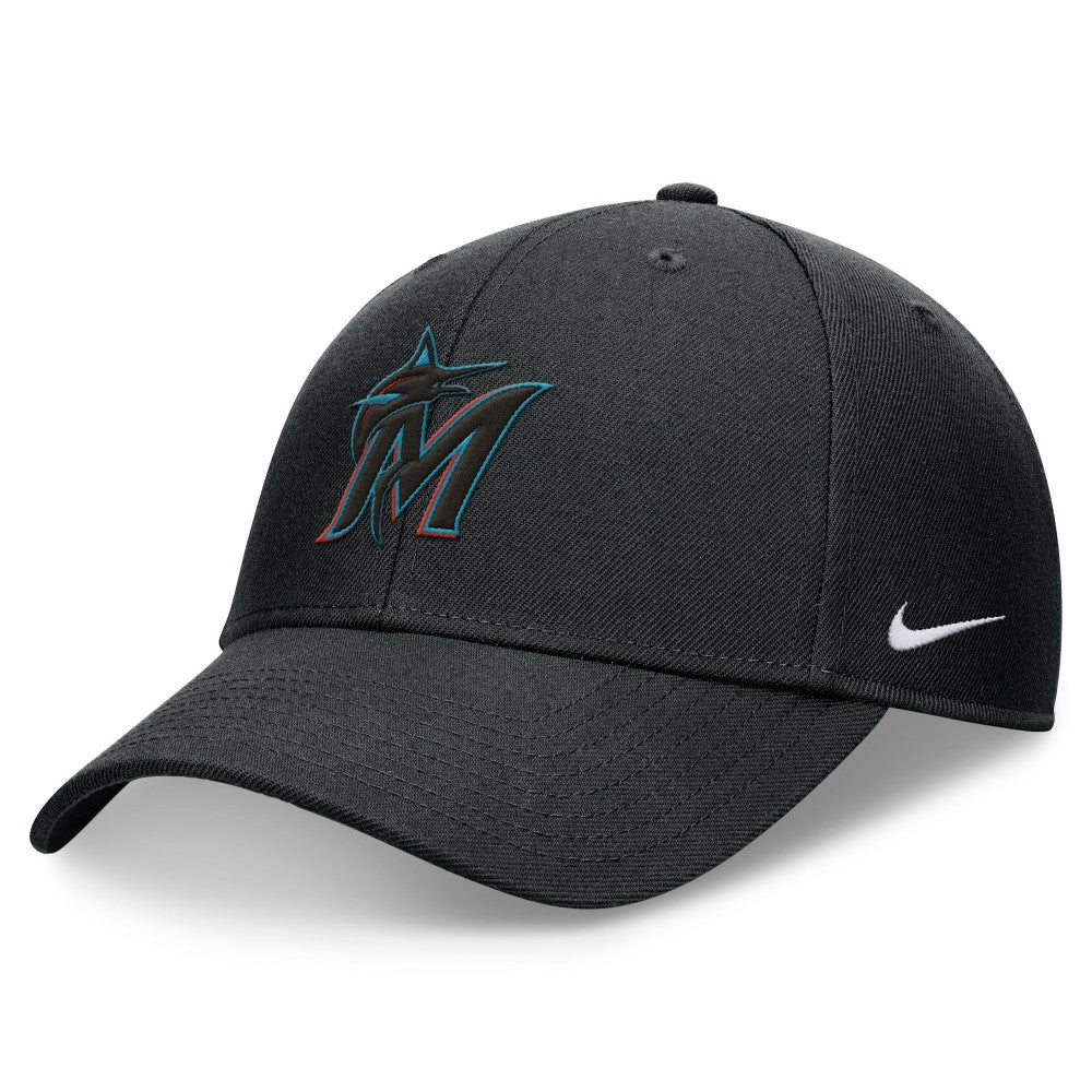 Miami Marlins Club Performance Adjustable Hat Black