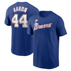 Hank Aaron Atlanta Braves Cooperstown Collection Fuse Name & Number T-Shirt Royal
