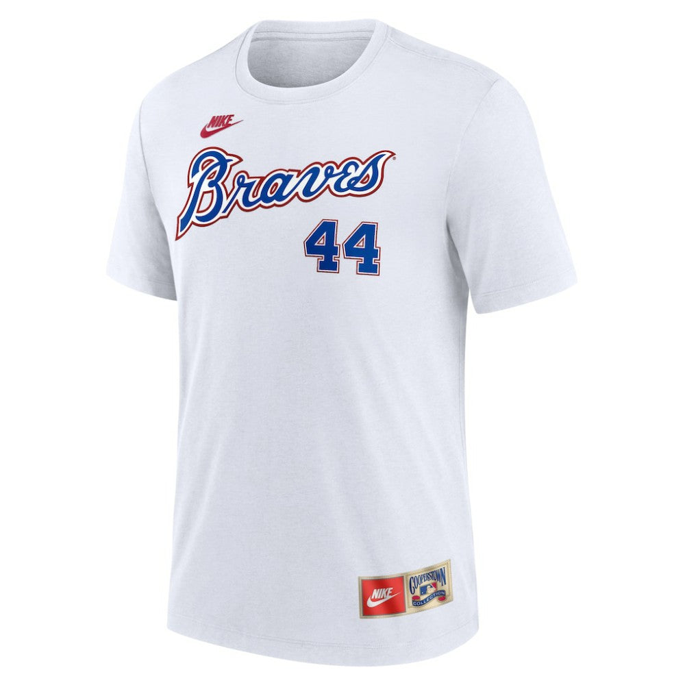 Hank Aaron Atlanta Braves Cooperstown Collection Tri-Blend Name & Number T-Shirt White