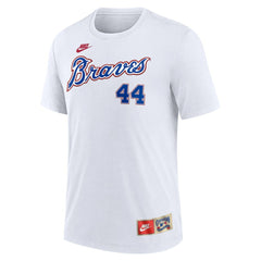 Hank Aaron Atlanta Braves Cooperstown Collection Tri-Blend Name & Number T-Shirt White