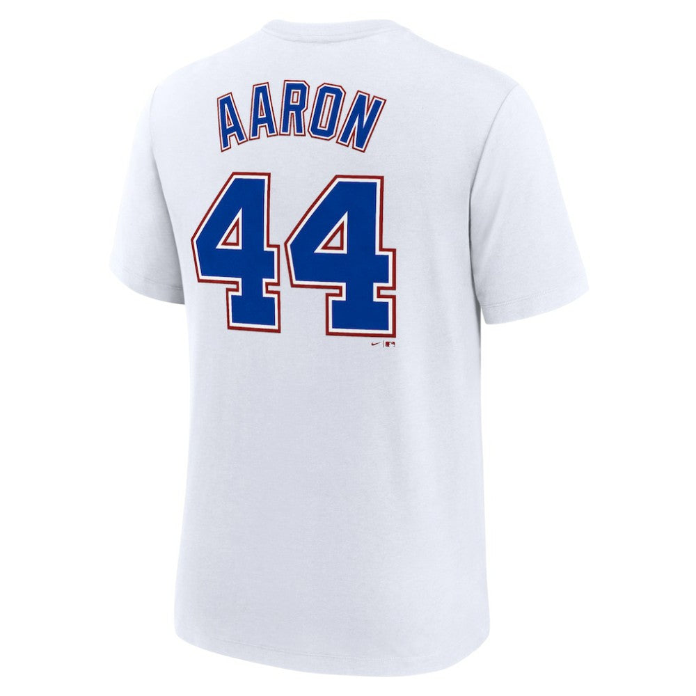 Hank Aaron Atlanta Braves Cooperstown Collection Tri-Blend Name & Number T-Shirt White