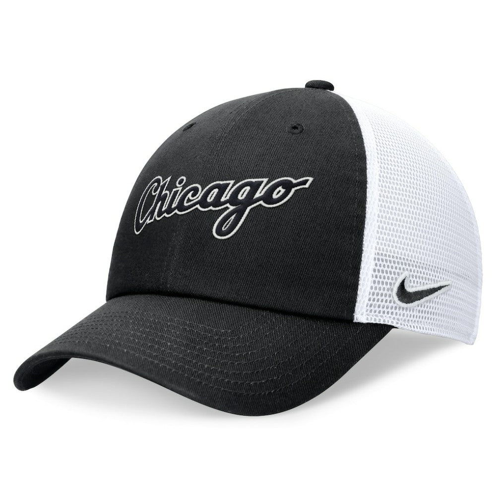 Chicago White Sox Wordmark Adjustable Trucker Hat Black