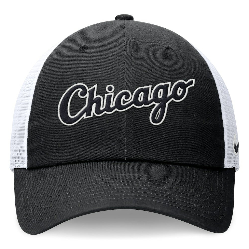 Chicago White Sox Wordmark Adjustable Trucker Hat Black