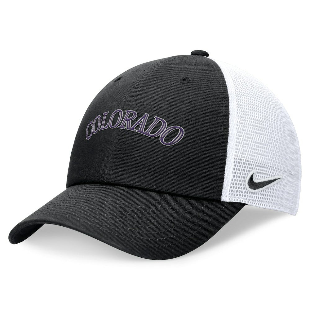 Colorado Rockies Wordmark Adjustable Trucker Hat Black