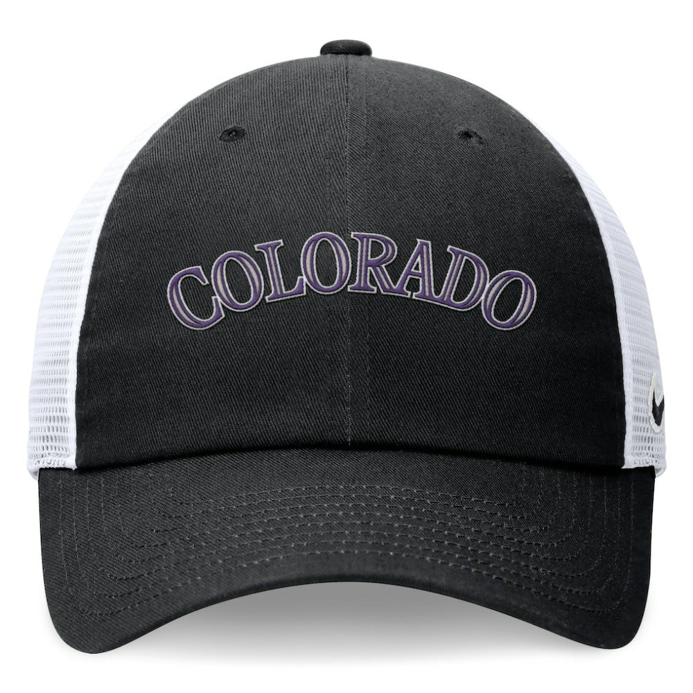 Colorado Rockies Wordmark Adjustable Trucker Hat Black