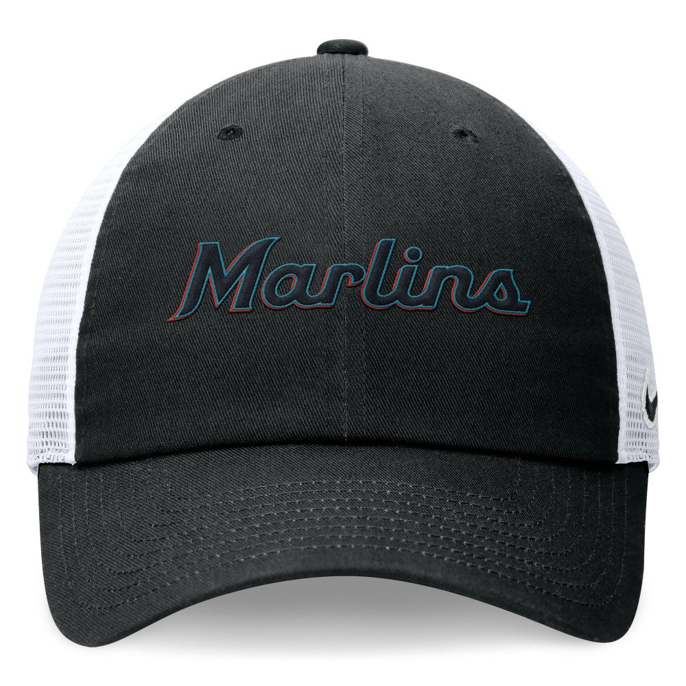 Miami Marlins Wordmark Adjustable Trucker Hat Black
