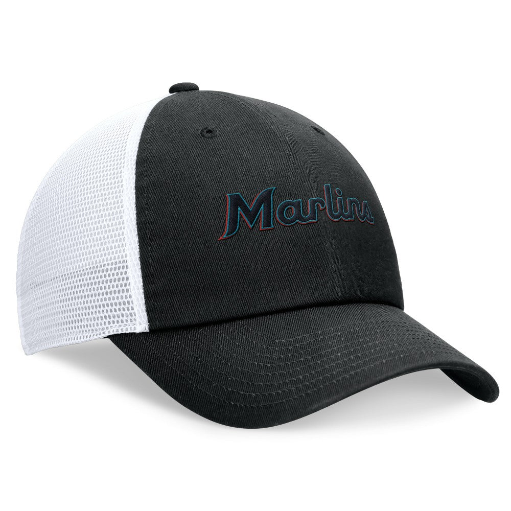 Miami Marlins Wordmark Adjustable Trucker Hat Black