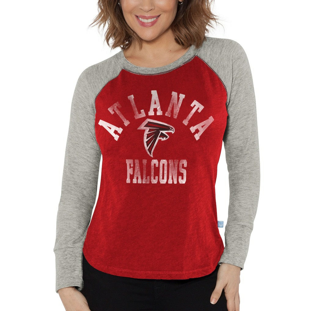 Atlanta Falcons G-III 4Her by Carl Banks Women's Waffle Knit Raglan Long Sleeve T-Shirt - Red/Heather Gray discount
