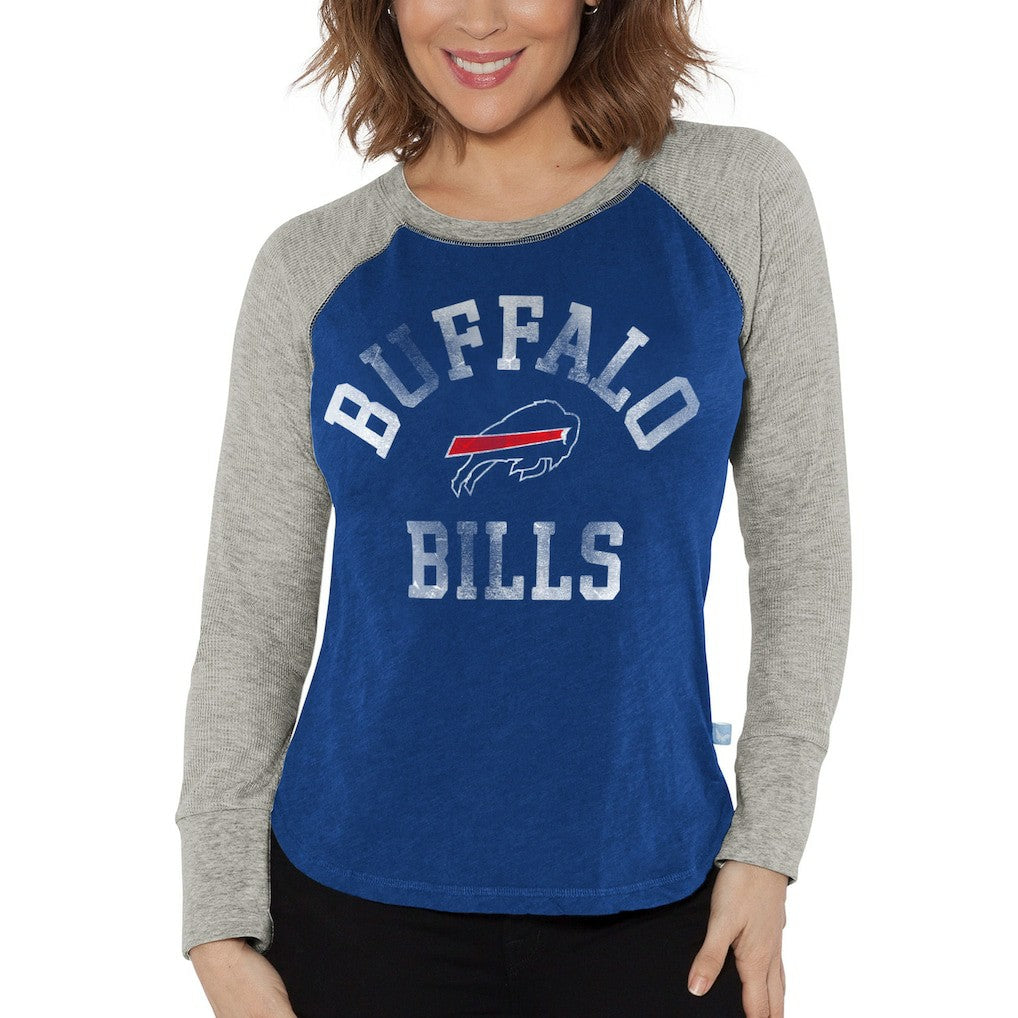 Buffalo Bills G-III 4Her by Carl Banks Women's Waffle Knit Raglan Long Sleeve T-Shirt - Royal/Heather Gray online
