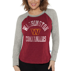 Washington Commanders G-III 4Her by Carl Banks Women's Waffle Knit Raglan Long Sleeve T-Shirt - Burgundy/Heather Gray cheap