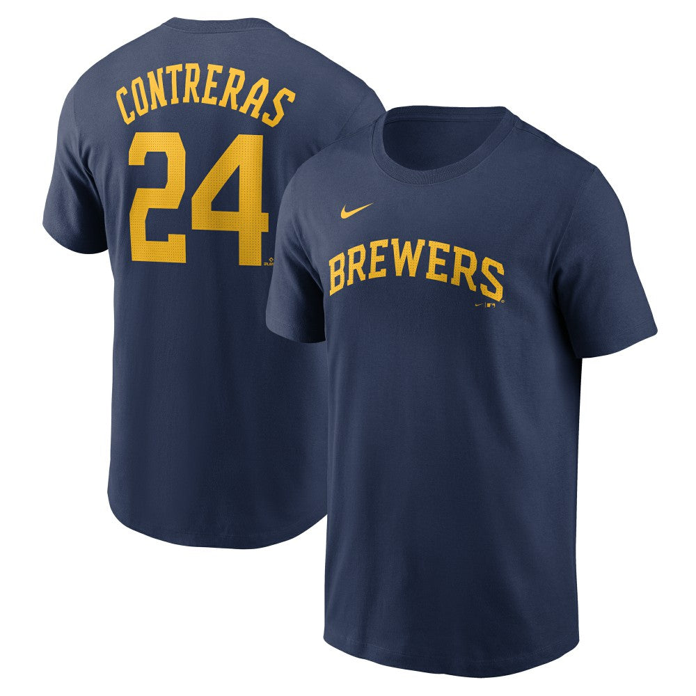 William Contreras Milwaukee Brewers Fuse Name & Number T-Shirt Navy