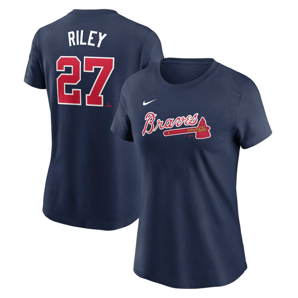 Austin Riley Atlanta Braves Women's Cooperstown Collection Fuse Name & Number T-Shirt Navy