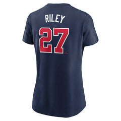 Austin Riley Atlanta Braves Women's Cooperstown Collection Fuse Name & Number T-Shirt Navy