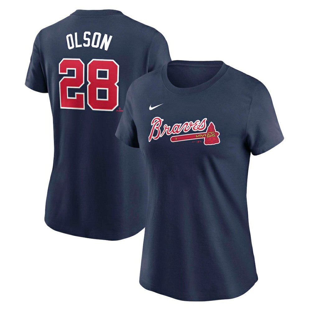 Matt Olson Atlanta Braves Women's Cooperstown Collection Fuse Name & Number T-Shirt Navy