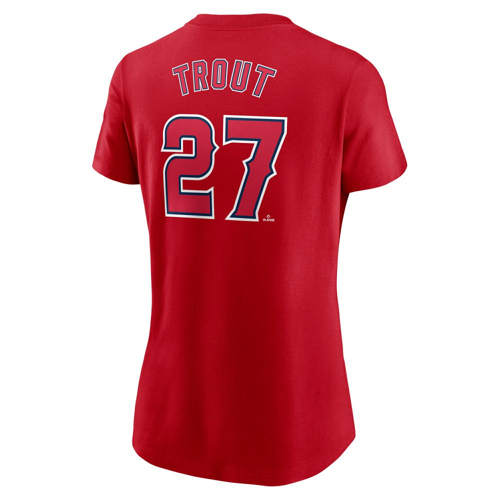 Mike Trout Los Angeles Angels Women's Cooperstown Collection Fuse Name & Number T-Shirt Red