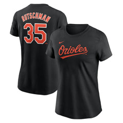 Adley Rutschman Baltimore Orioles Women's Cooperstown Collection Fuse Name & Number T-Shirt Black