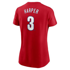 Bryce Harper Philadelphia Phillies Women's Cooperstown Collection Fuse Name & Number T-Shirt Red