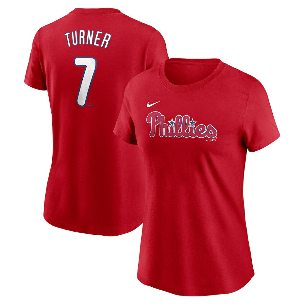 Trea Turner Philadelphia Phillies Women's Cooperstown Collection Fuse Name & Number T-Shirt Red