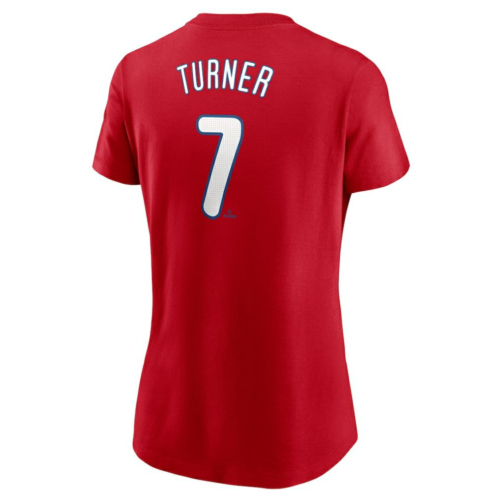 Trea Turner Philadelphia Phillies Women's Cooperstown Collection Fuse Name & Number T-Shirt Red