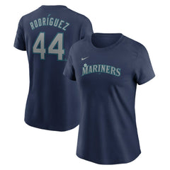 Julio Rodriguez Seattle Mariners Women's Cooperstown Collection Fuse Name & Number T-Shirt Navy