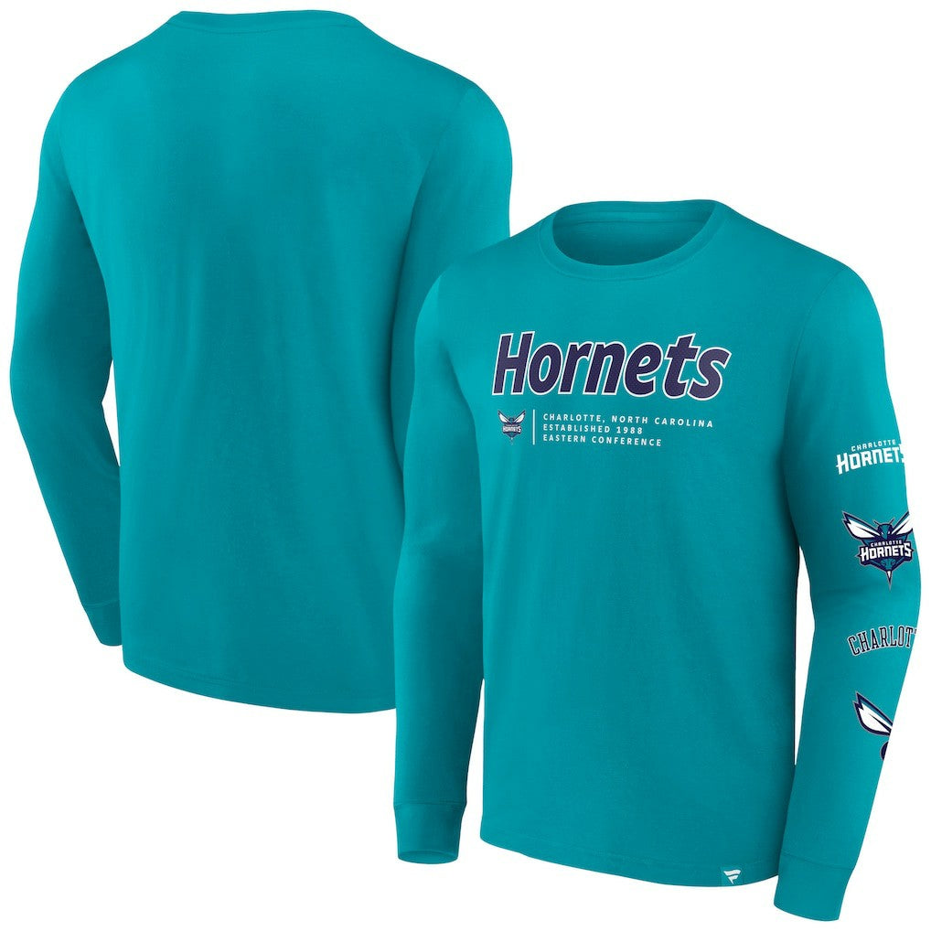 Charlotte Hornets Baseline Long Sleeve T-Shirt - Teal discount
