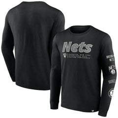 Brooklyn Nets Baseline Long Sleeve T-Shirt - Black discount