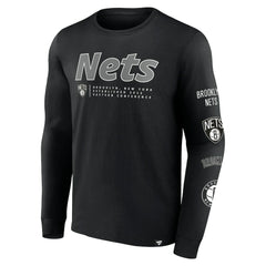 Brooklyn Nets Baseline Long Sleeve T-Shirt - Black discount