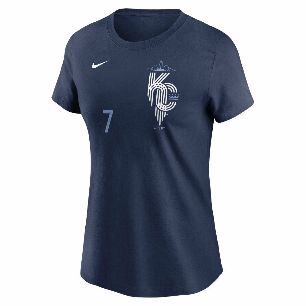 Bobby Witt Jr. Kansas City Royals Women's City Connect Fuse Name & Number T-Shirt Navy