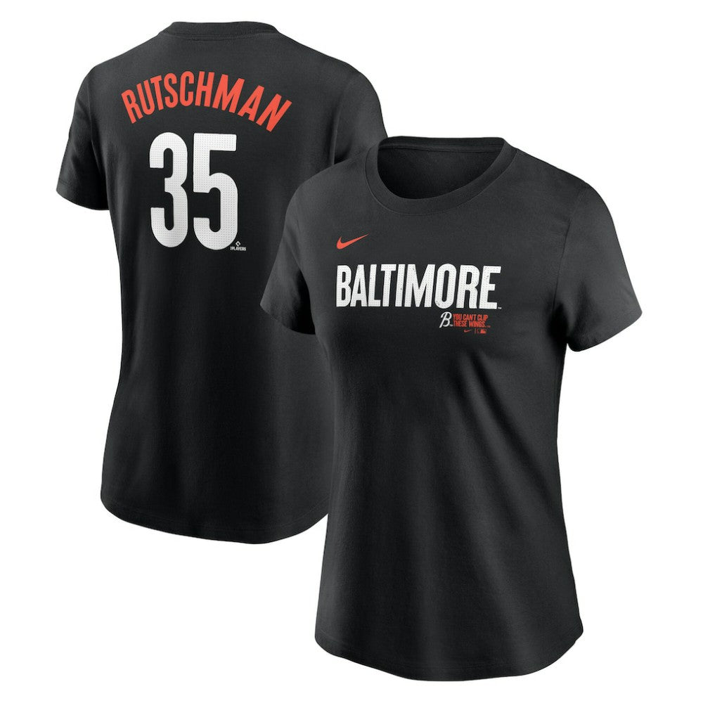 Adley Rutschman Baltimore Orioles Women's City Connect Fuse Name & Number T-Shirt Black