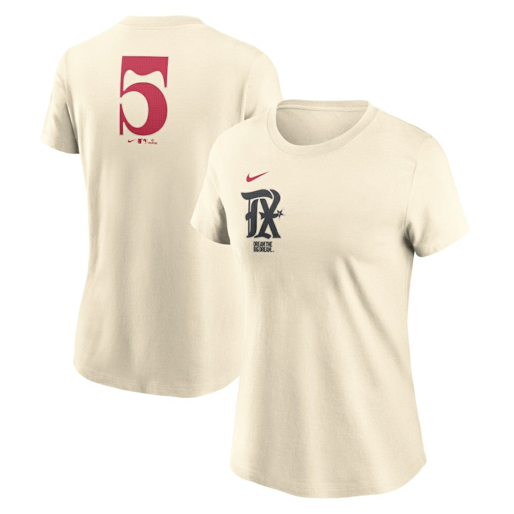 Texas Rangers Women's City Connect Fuse Name & Number T-Shirt Cream