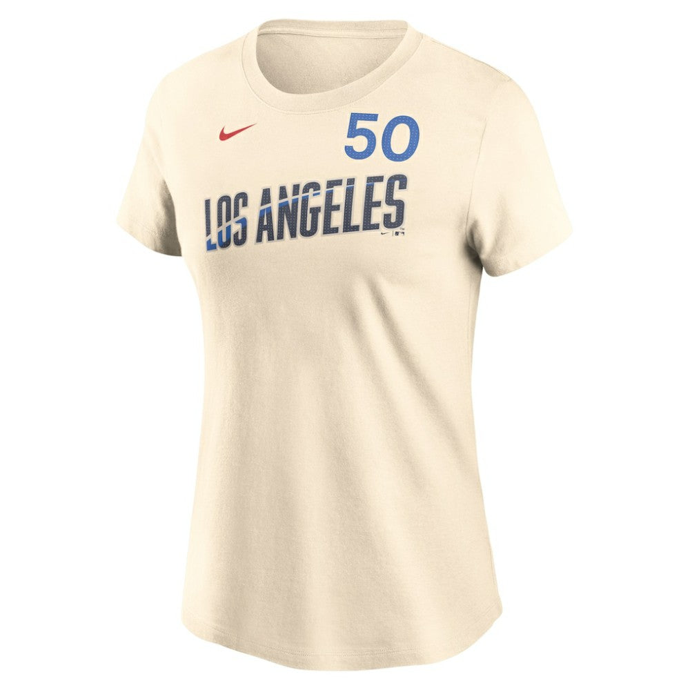 Mookie Betts Los Angeles Dodgers Women's 2024 City Connect Fuse Name & Number T-Shirt Navy