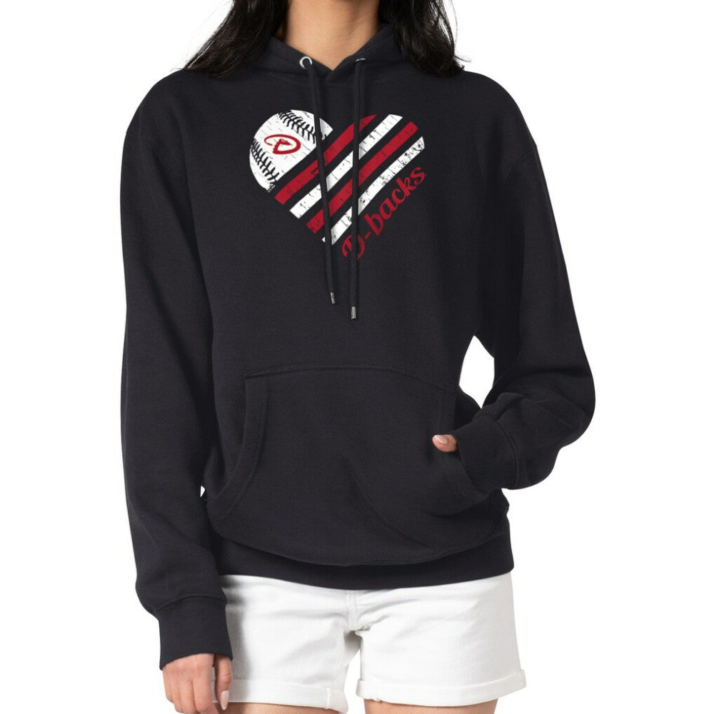 Arizona Diamondbacks G-III 4Her by Carl Banks Women's Heart Fleece Pullover Hoodie Black