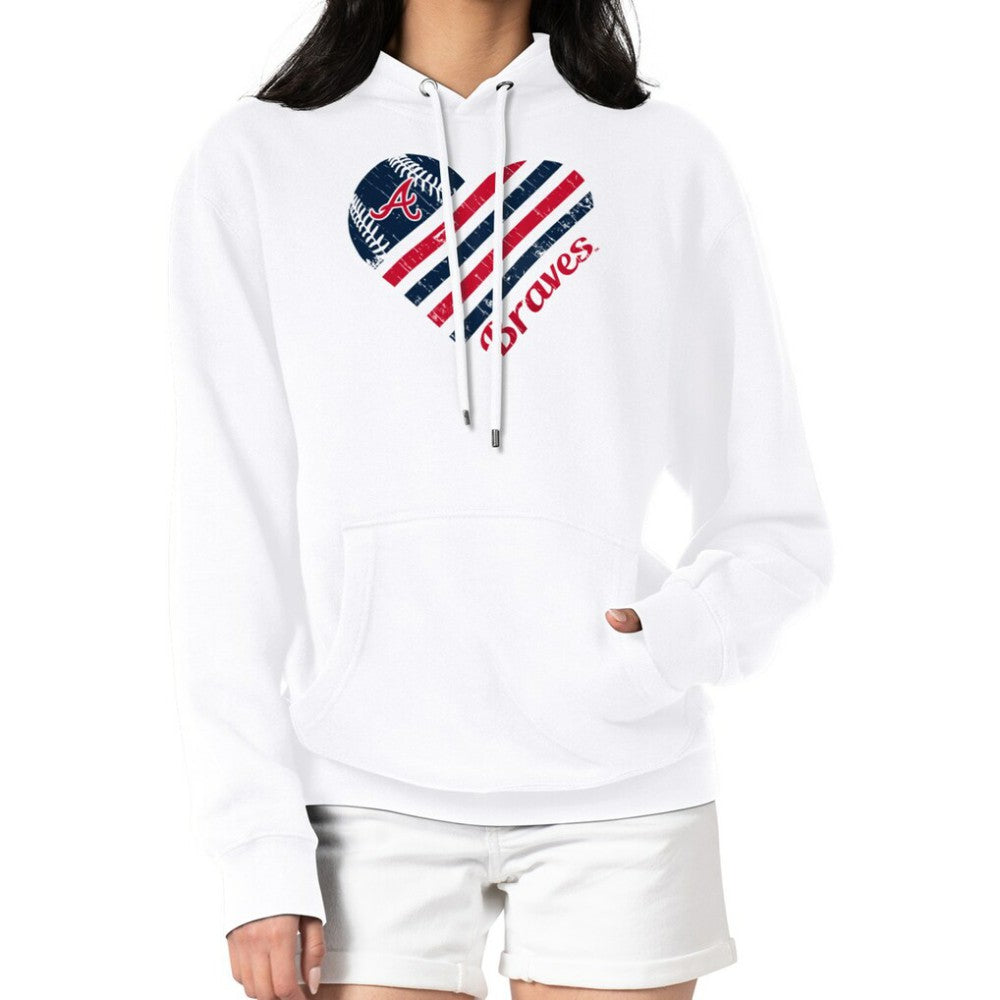 Atlanta Braves G-III 4Her by Carl Banks Women's Heart Fleece Pullover Hoodie White