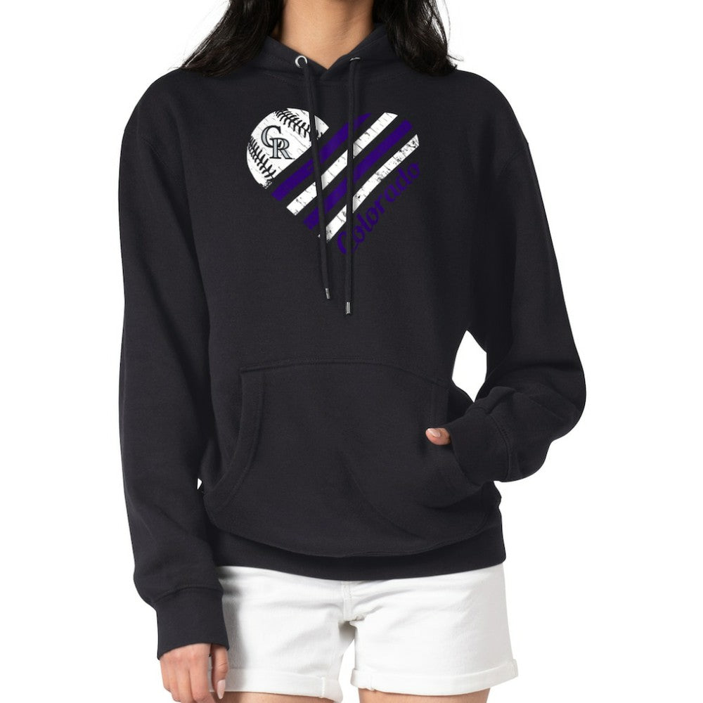 Colorado Rockies G-III 4Her by Carl Banks Women's Heart Fleece Pullover Hoodie Black