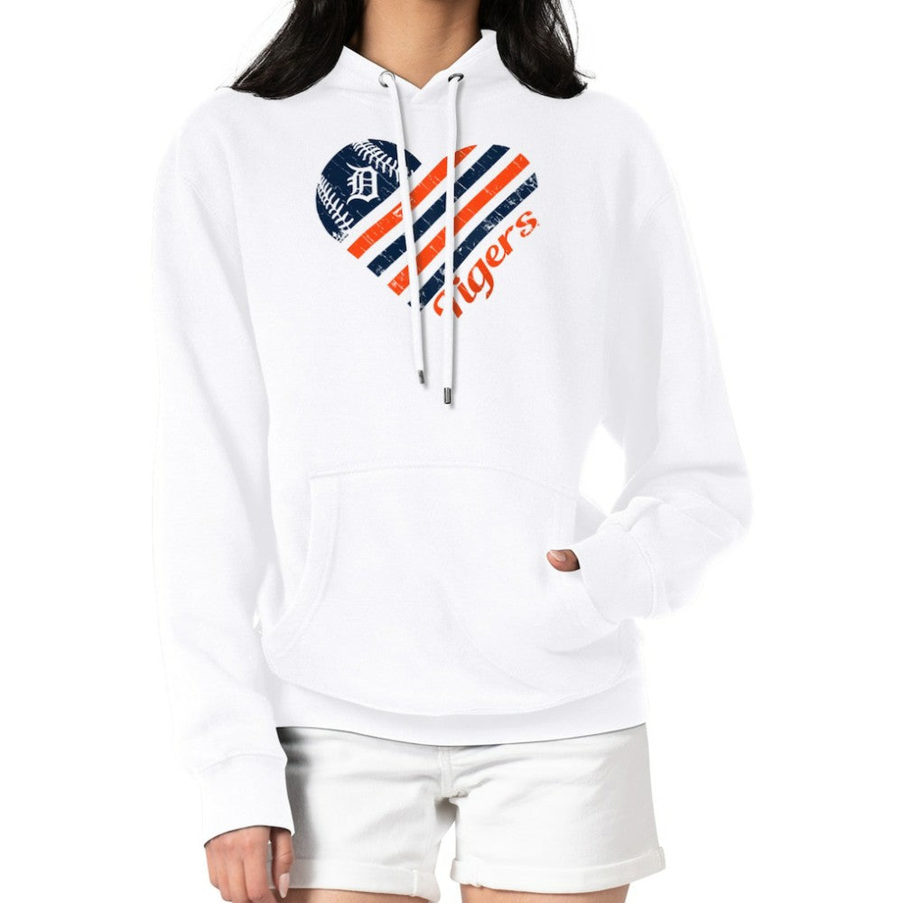 Detroit Tigers G-III 4Her by Carl Banks Women's Heart Fleece Pullover Hoodie White