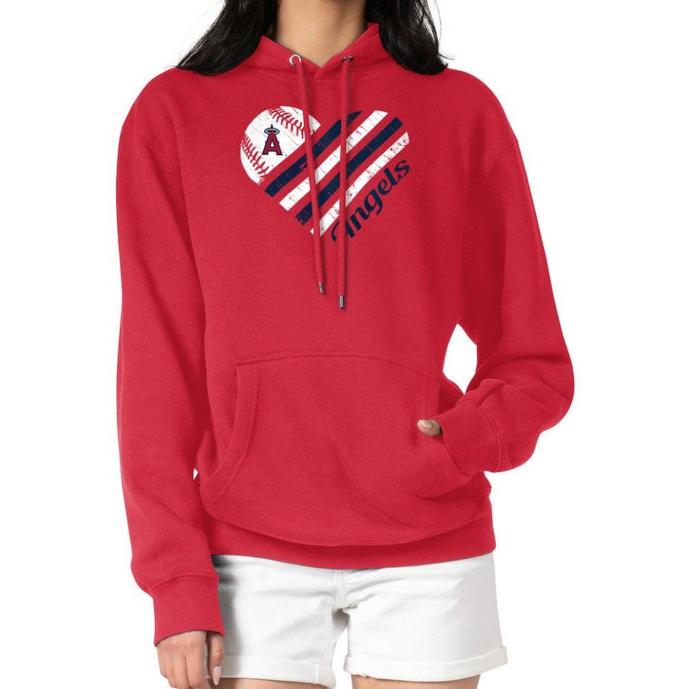 Los Angeles Angels G-III 4Her by Carl Banks Women's Heart Fleece Pullover Hoodie Red